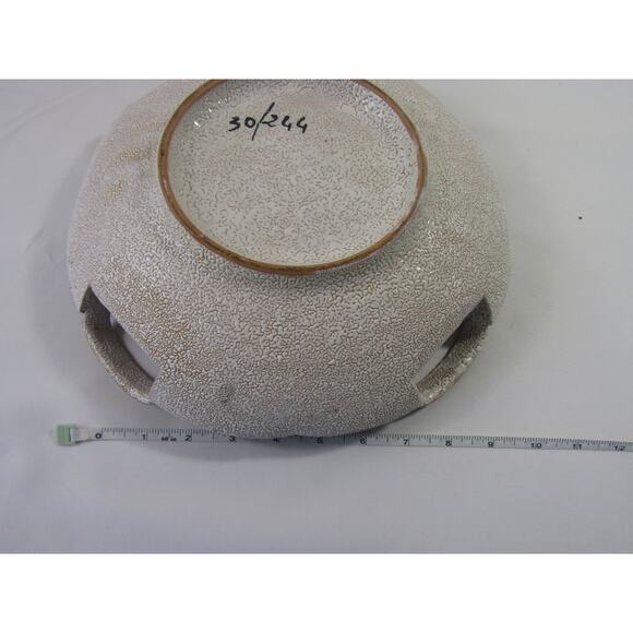 Vtg Pebble Glaze Console Bowl Handles Numbered MCM Fratelli Fanciullacci Italy - Picture 6 of 6